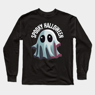 Spook-tacularly cute ghost whising you a spooky halloween Long Sleeve T-Shirt